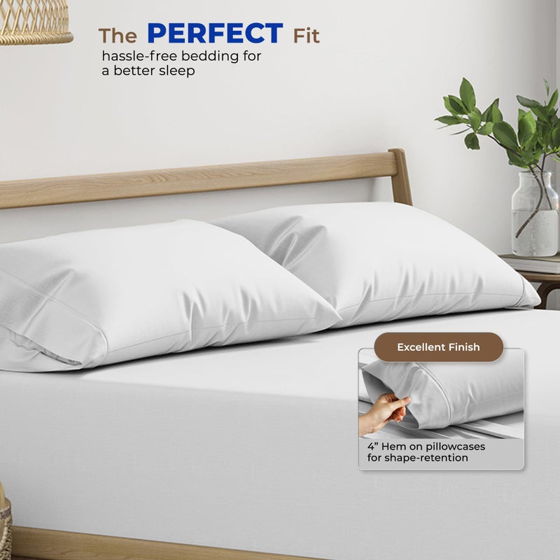 THREAD SPREAD 100% Egyptian Cotton Pillow Cases King - 1000 Thread Count Pillow Cases King Size Set of 2, Soft Cooling & Breathable Extra Long Staple Sateen Weave Cotton Pillow Covers for Bed - Silver - Image 4